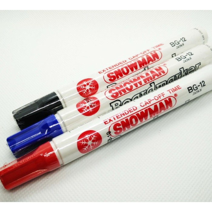 

Spidol Whiteboard Snowman 12 Hitam Merah Biru Permanent Board Marker