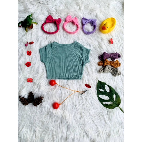 Kaos Anak Perempuan CROP Tee Ruffle Knit Rib | Baju ATASAN Anak Cewek Bahan Knit Rib Halus Dan Lembut | Baju Pakaian Anak Cewek