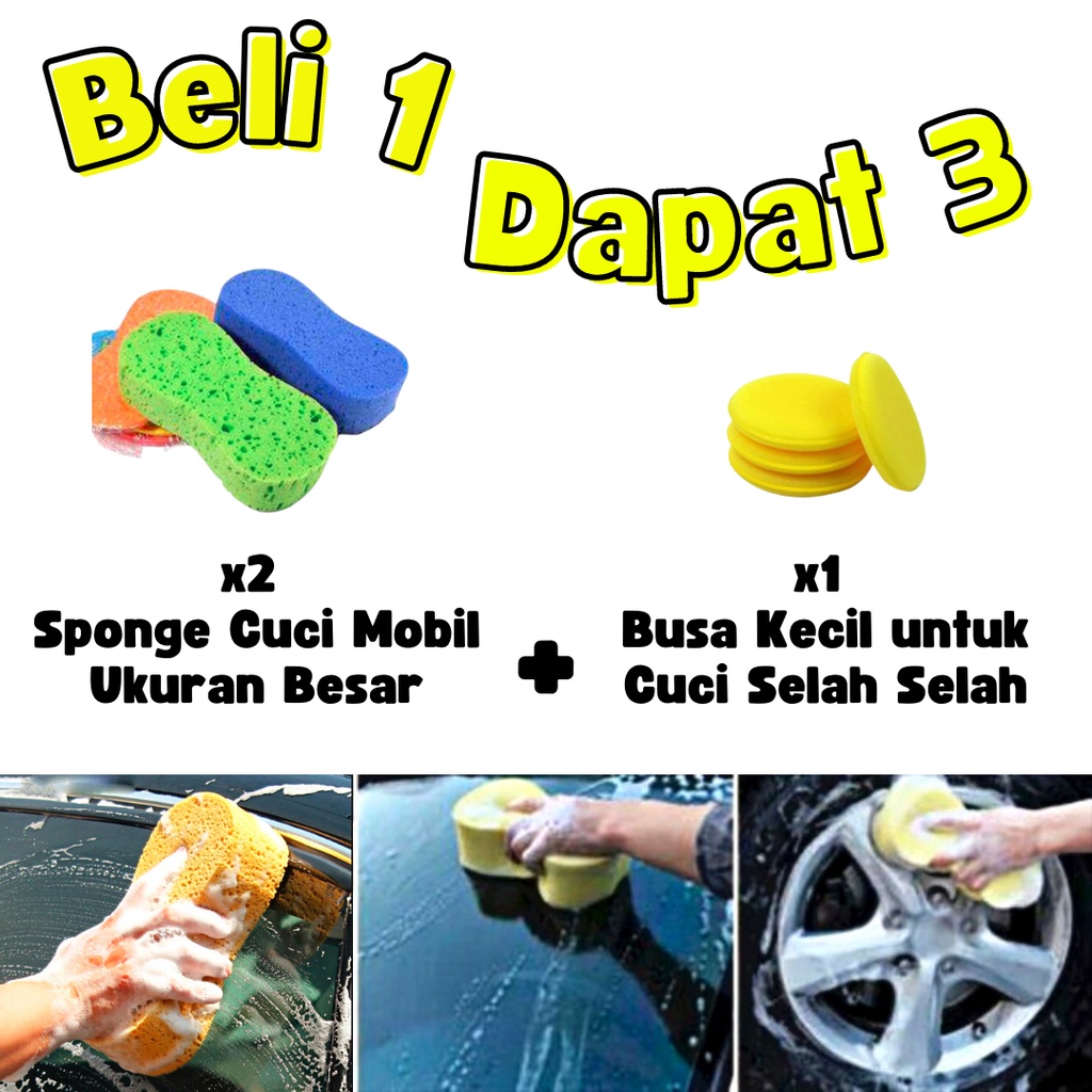Paket Spons Busa Cuci Motor &amp; Mobil - Wash Sponge Spon 8 Jumbo Besar