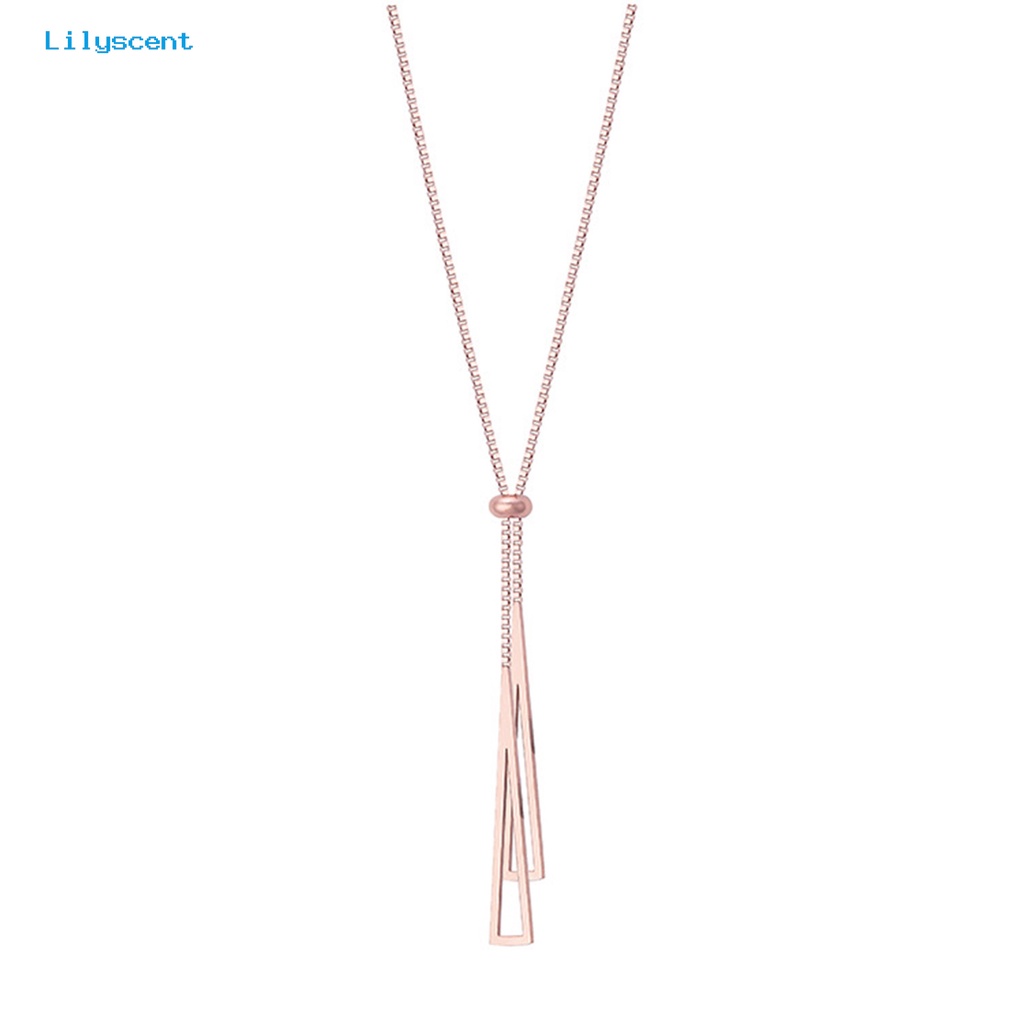 [LS] Charm Kalung Berongga Keluar Segitiga Liontin Rantai Yang Dapat Disesuaikan Alergi Bebas Colorfast Dekorasi Sexy Tarik Penyesuaian Rumbai Charms Chain Necklace Aksesoris Wanita