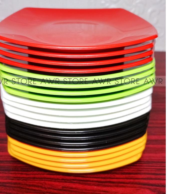 ☄ PROMO 1 LUSIN PIRING KOTAK DATAR SEMI MELAMIN 15CM ☃