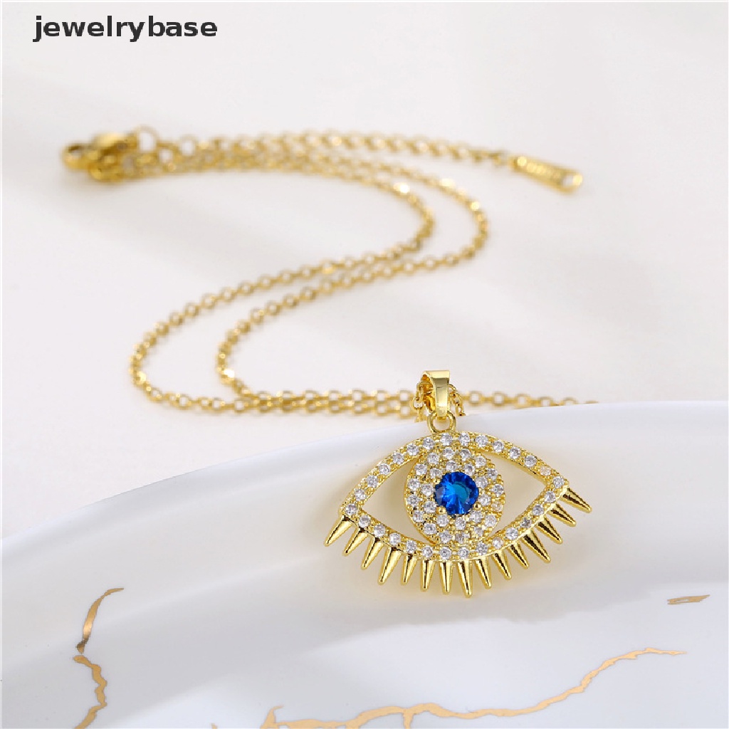 [jewelrybase] Evil Eye Charm Liontin Lapis Emas Asli 18K Cubic Zirconia Perhiasan Kalung Butik