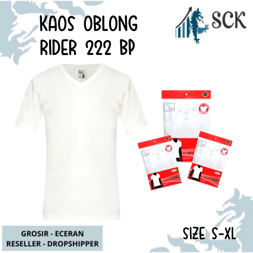 Kaos Dalam RIDER 222 WARNA PUTIH KRAH V / Blong T-Shirt Lifestyle / Oblong R222BP V-Neck - sckmenwear GROSIR