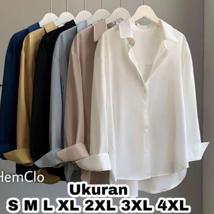 [cod]  HemClo Kemeja Basic Ukuran S M L XL XXL XXXL XXXXL | Kemeja Basic Jumbo | Kemeja Polos Wanita