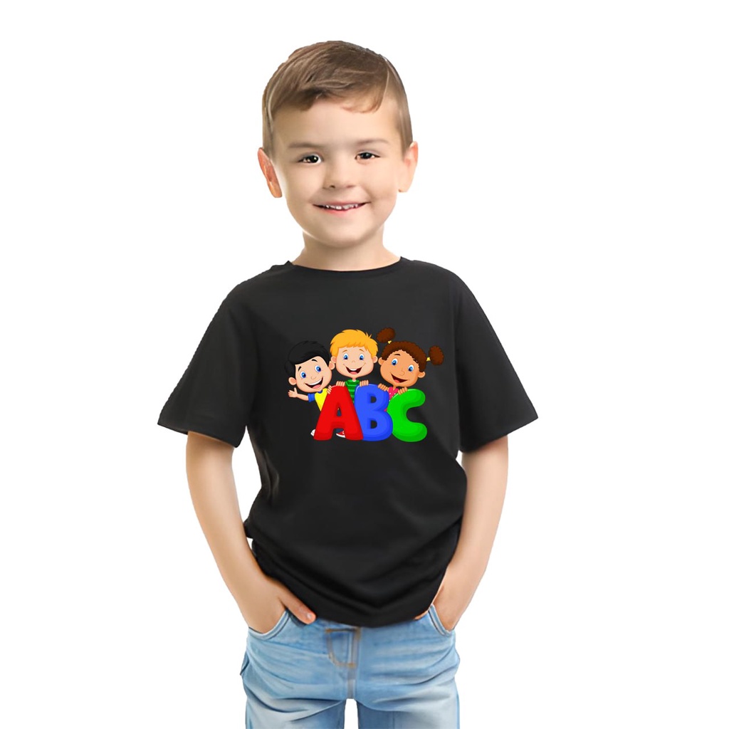 New Kaos Distro A.B.C Anak Laki Laki Umur 4-8 Tahun Bahan Cotton 30s
