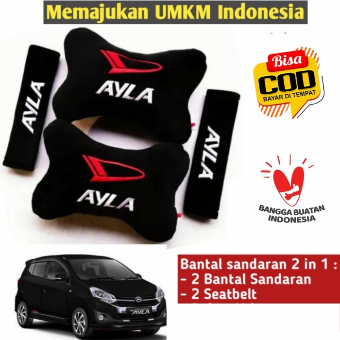 Bantal Mobil AYLA Headrest sandaran kepala leher dan seat belt