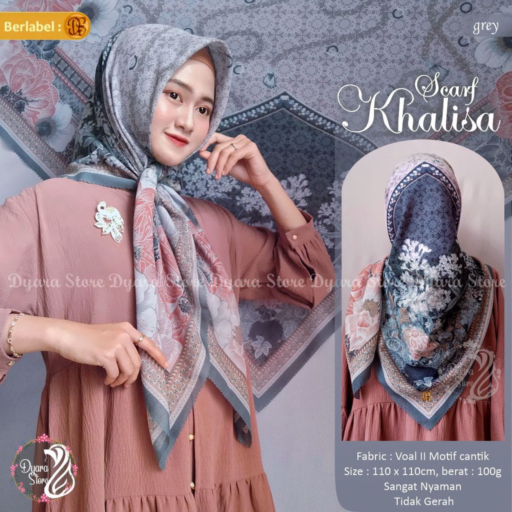 khalisa hijab jilbab krudung kerudung khimar voal segi empat segiempat segi4 motif syari syar I musl