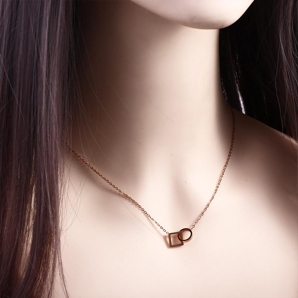 Agustina Kalung Trendi Sederhana Cincin Geometris Koean Persegi Perhiasan Fashion