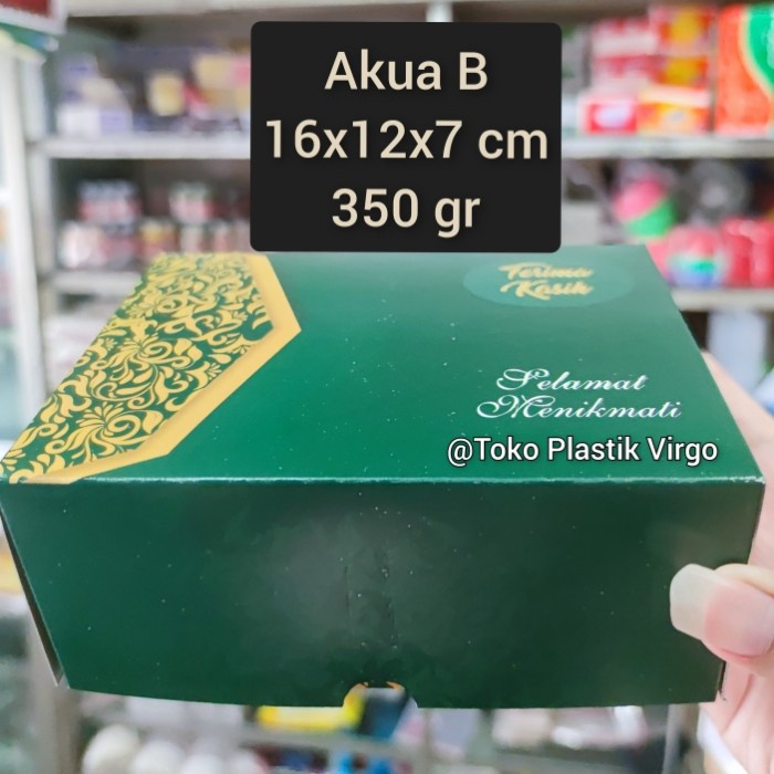 

Box / Kardus / Dus Snack Kue Makanan - 16x12x7 cm - Akua B Green Gold