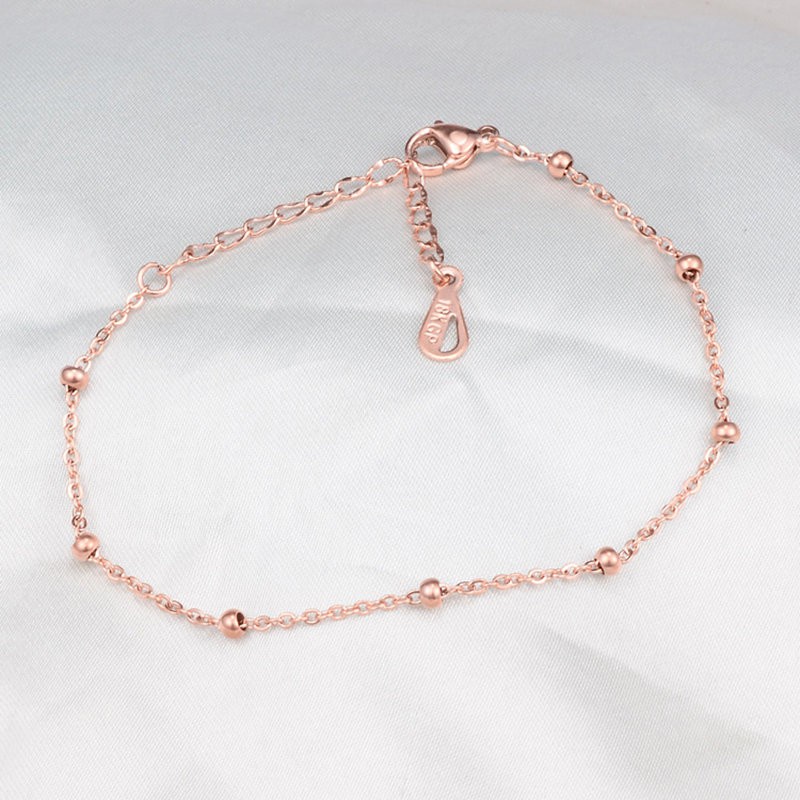 Gelang Manik-Manik Bulat Minimalis Adjustable | Kalung Rose Gold 18k | Perhiasan Bahan Stainless Steel | Aksesoris Bahan Titanium Steel