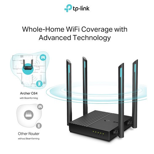 TP-LINK Archer C64 AC1200 Wireless MU-MIMO Gigabit Router-TPLINK