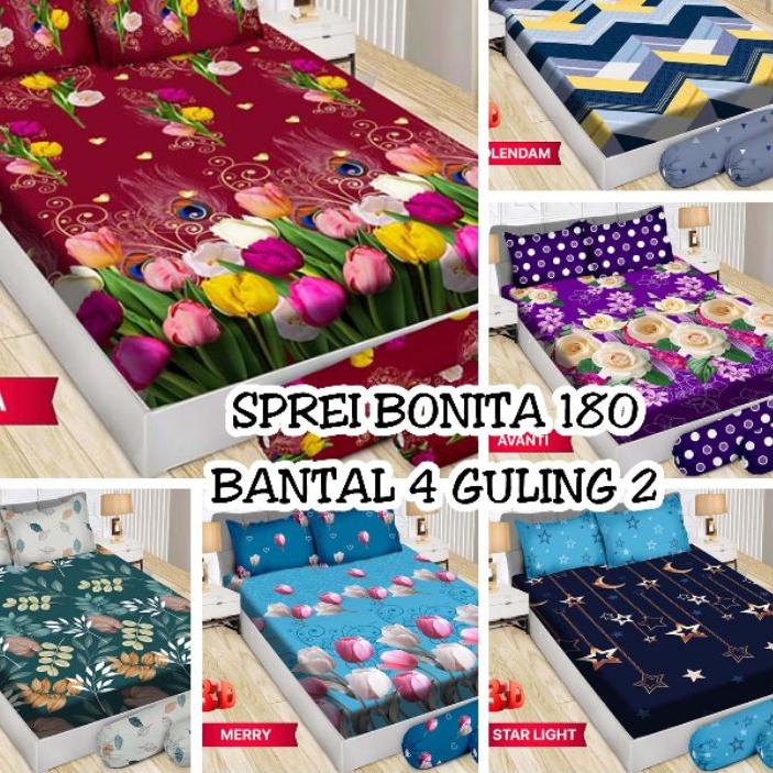☈ NEW SPREI BONITA  BANTAL 4 GULING 2 ☜