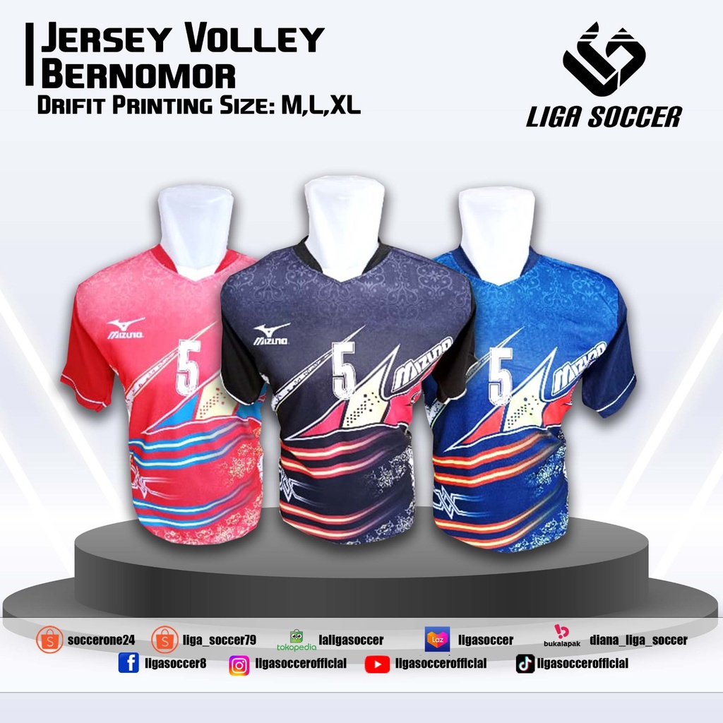 BAJU VOLI LUSINAN + NOMOR PUNGGUNG, JERSEY VOLLY, ATASAN VOLI