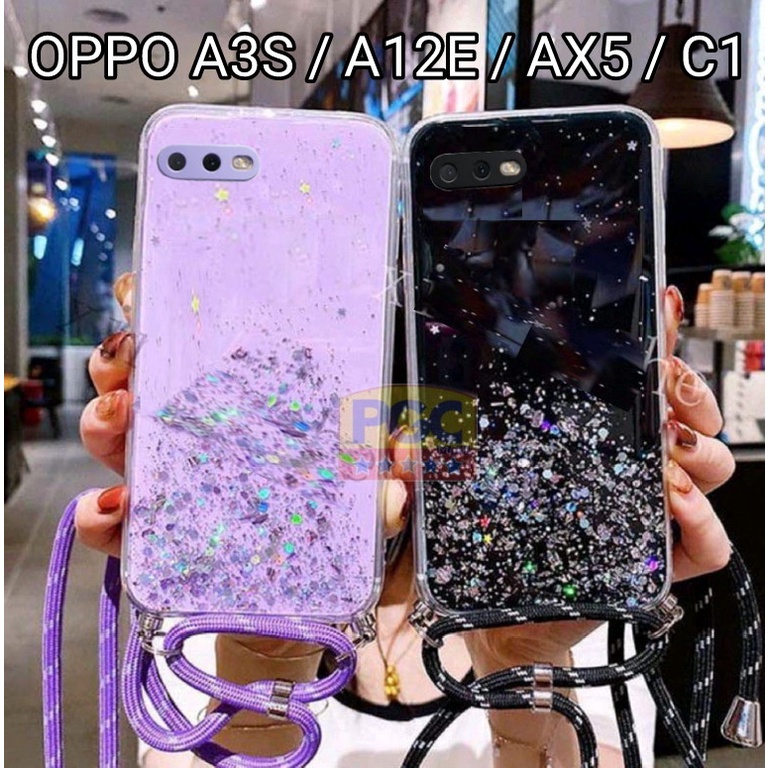 CASE GLITER + TALI  ( OPPO A3S / A12E / AX5 / C1 )  SILIKON HP TERLARIS 2023 - PGC MALL