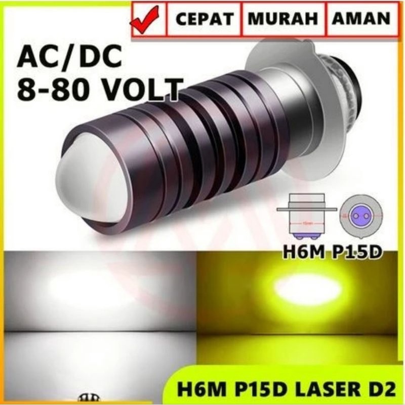 Lampu Utama LED Laser AC DC Hi Lo 2 Warna H6 Bebek Matik Matic