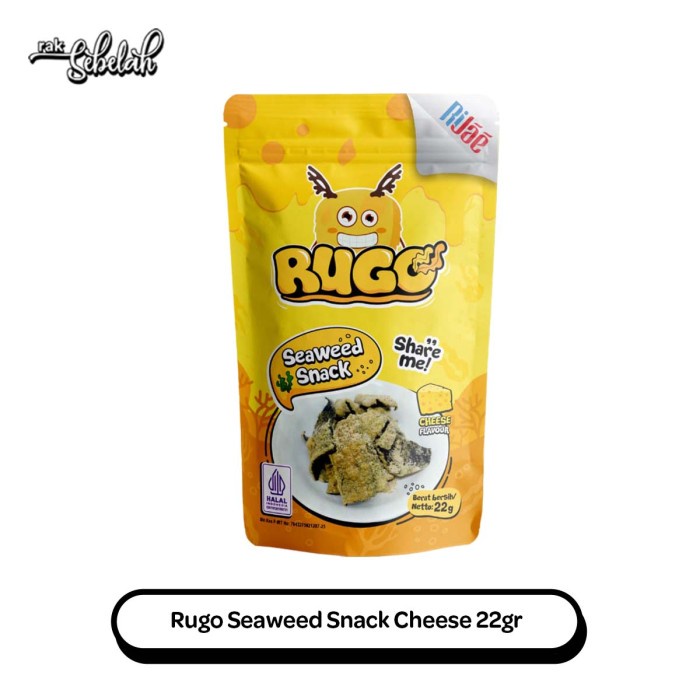 Rugo Seaweed Snack Cheese 22gr - Keripik Rumput Laut Crispy Gurih Keju