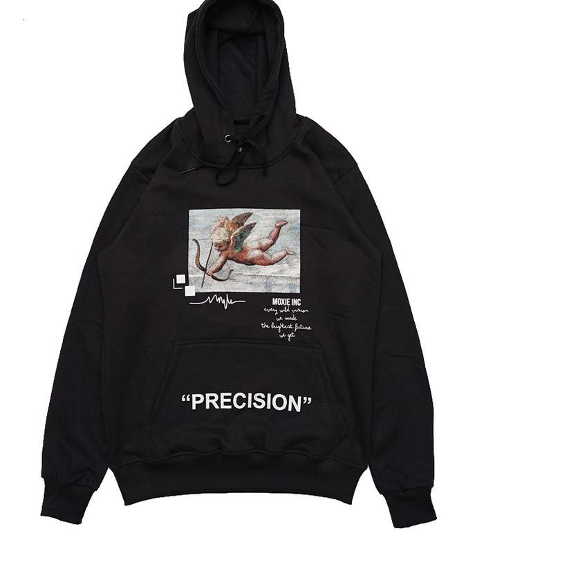 ➾ Moxie Hoodie Cupid Unisex Bahan Fleece - Black ♞