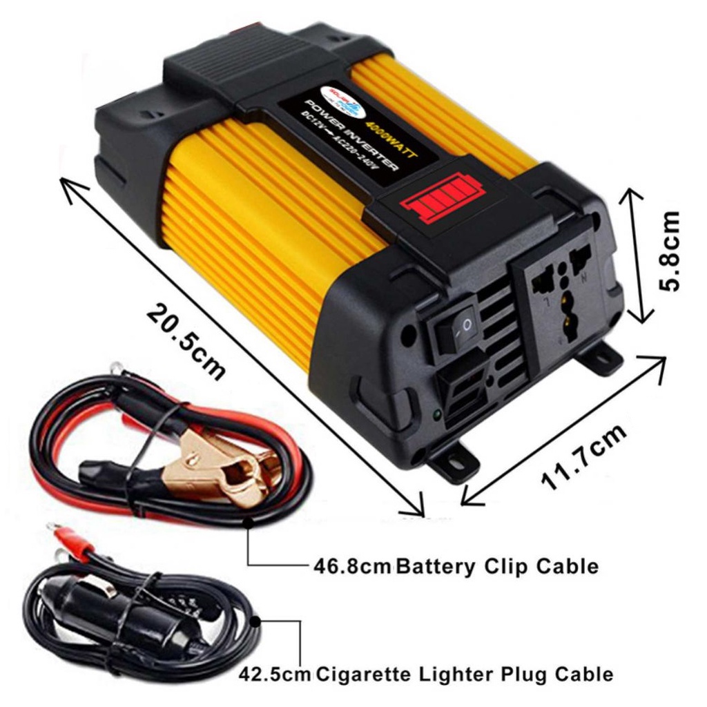 4000W Power Inverter Dc 12v Ac 220v Dual Usb Dengan Display Led Untuk Mobil Inverter Tenaga Surya