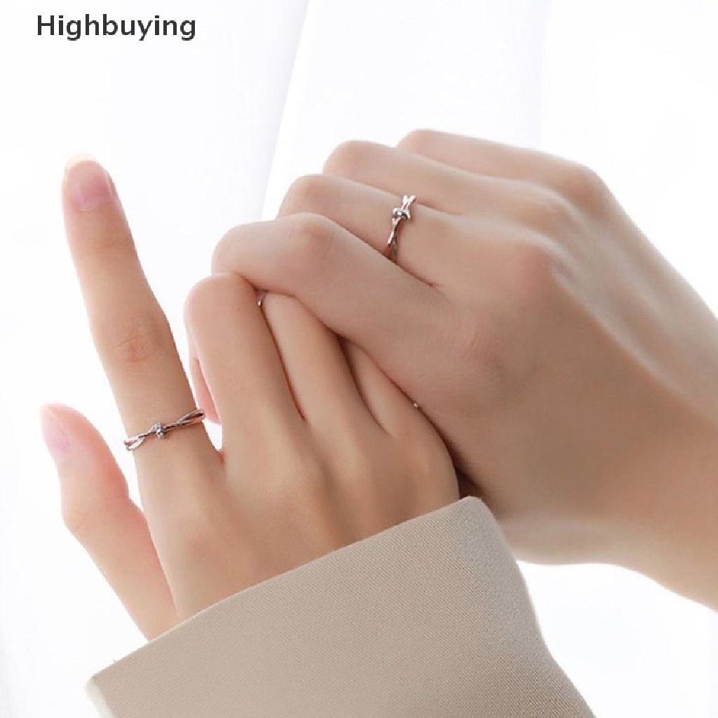 Hbid Baru Hot Jual Warna Perak Micro-set Zirkon Pemisahan Cinta Simpul Pasangan Cincin Terbuka Glory