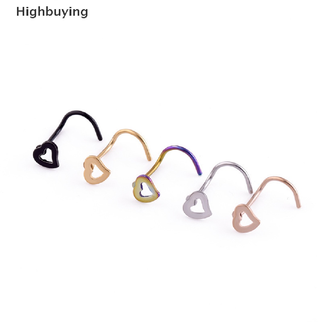 Hbid 5 Pcs Stainless Steel Jantung Hidung Cincin Hidung Stud Rings Tubuh Perhiasan Hadiah Glory