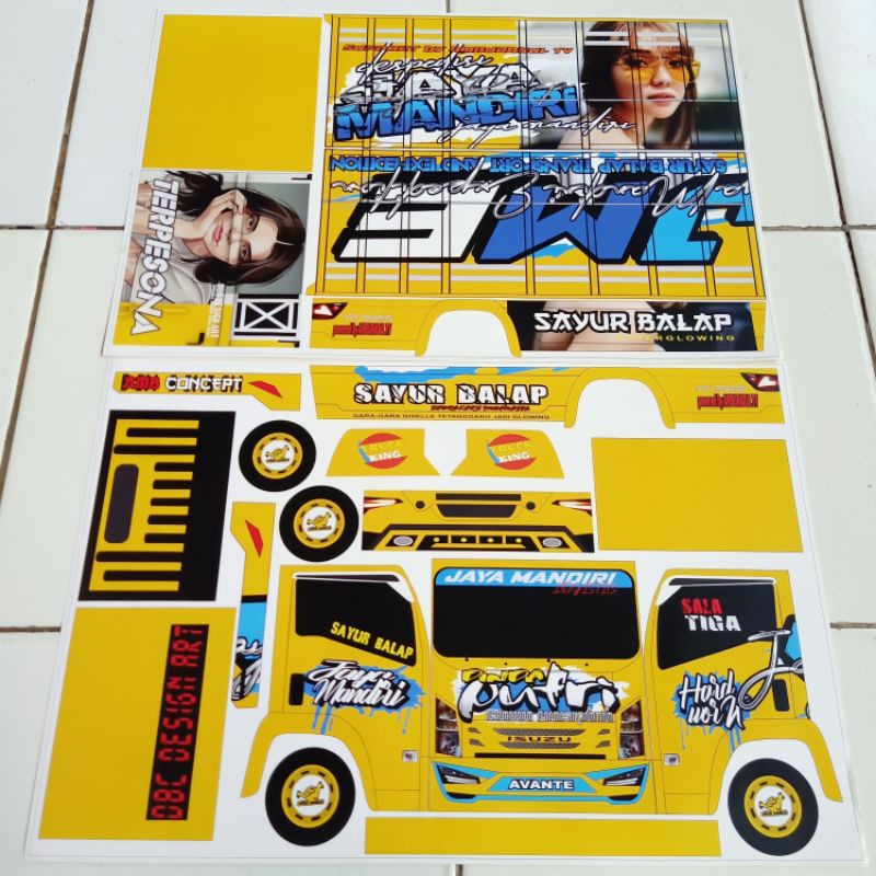 Stiker Pola miniatur truk oleng Terlengkap