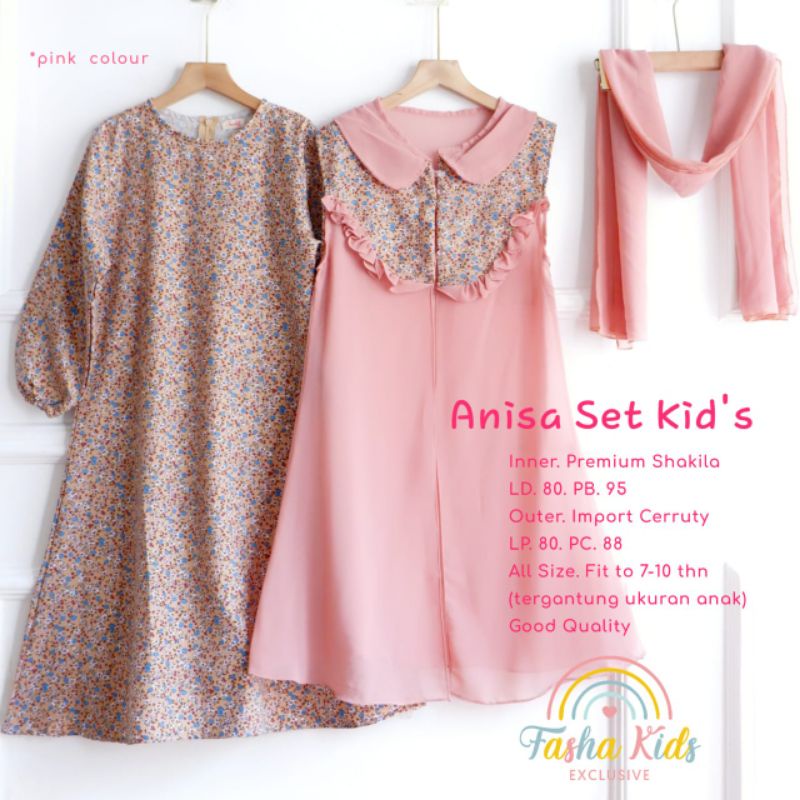 anisa set kids gamis ori fasha solo
