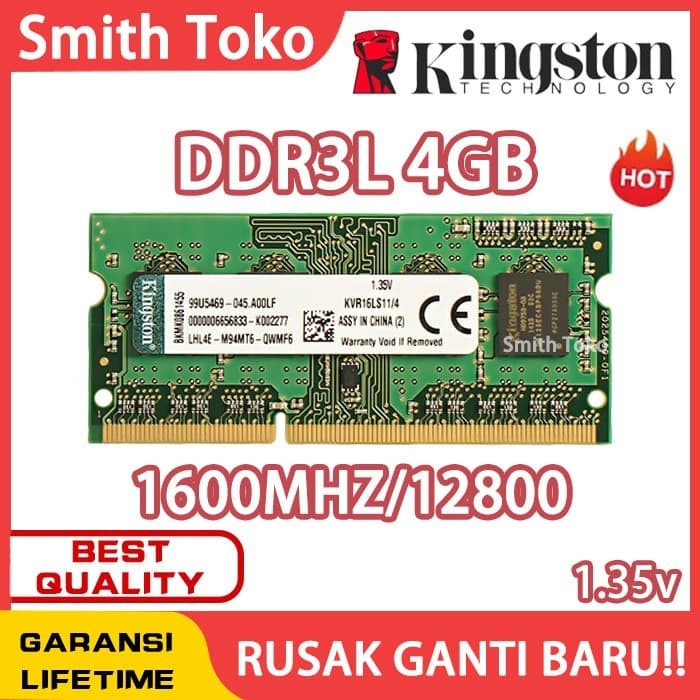 Ram Ram Laptop Kingston Sodimm 4Gb Ddr3L 12800/ Ddr3L-1600 4G Sodim