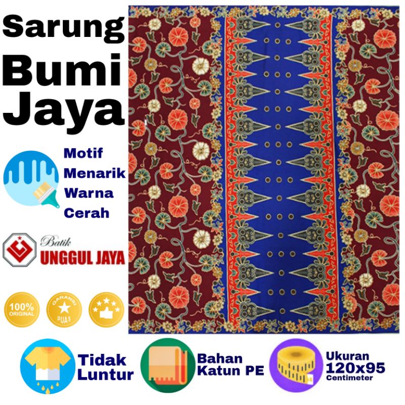 Sarung Batik Bumi Jaya 27 Halus Warna Dasar Cerah Ukuran Dewasa Kain Murah Bawahan Jarik Tradisional