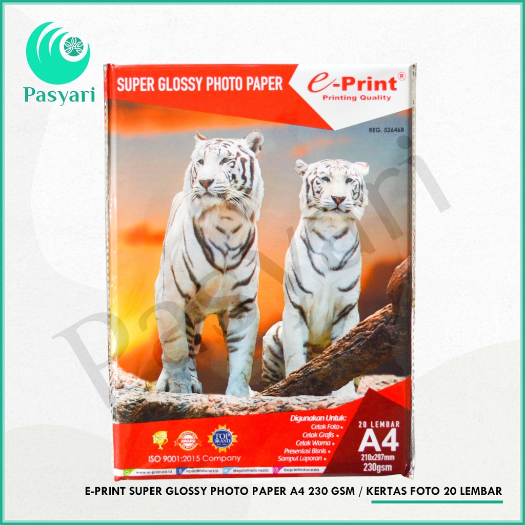 

E-print Super Glossy Photo Paper Aluminium A4 230 gsm / Kertas Foto 20 lembar