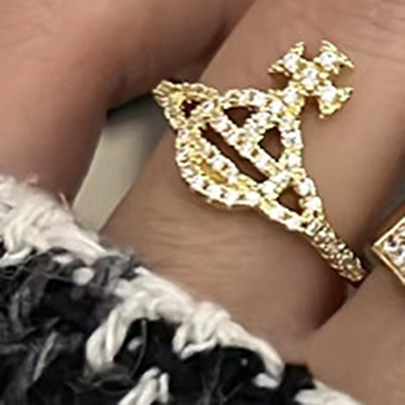 Fashion Cincin Pembukaan Semesta Geometris Kristal Hollow Out Untuk Wanita