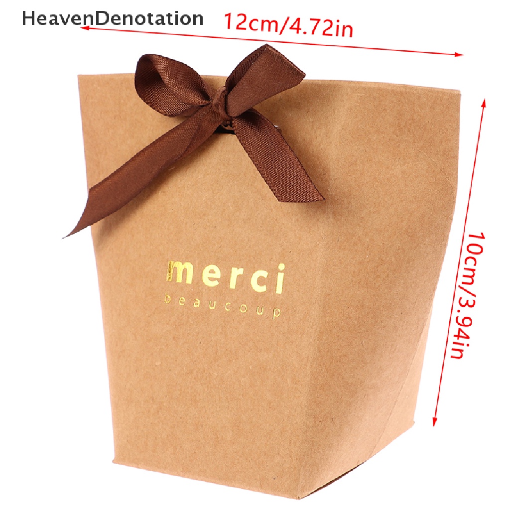 [HeavenDenotation] 5pcs Kelas Atas Hitam Putih Bronzing &quot;Merci&quot; Candy Box DIY Kotak Hadiah Nikmat Pernikahan HDV