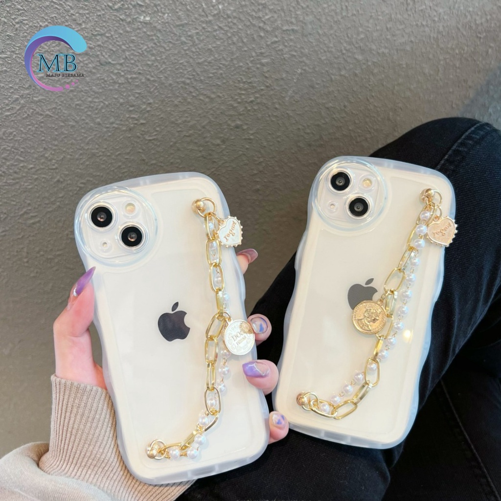 GC016 SOFTCASE WAVY GELOMBANG RANTAI MUTIARA FOR IPHONE 7 8 7+ 8+ X XS XR XS MAX 11 12 13 14 PRO MAX MB4392