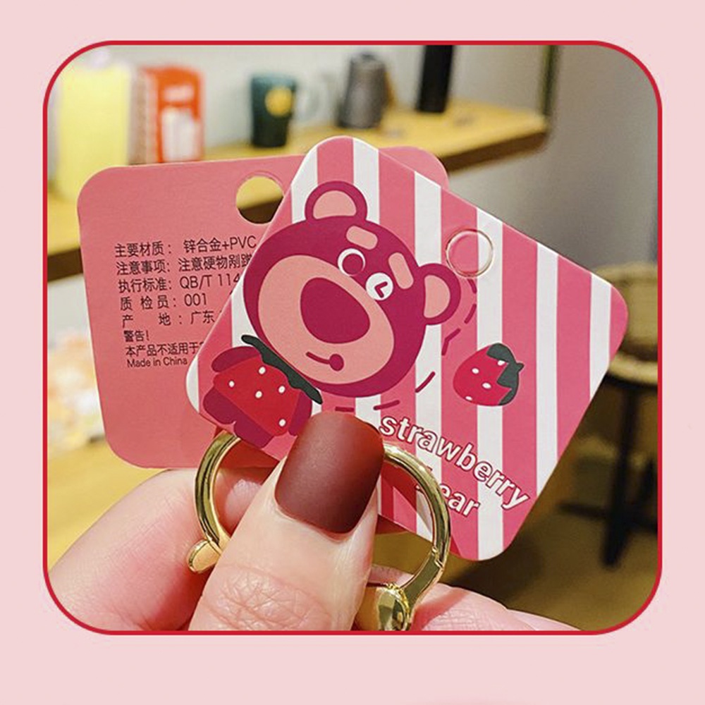 Strawberry Bear Gantungan Kunci Tas Ransel Proyekable Pendant Proyeksi Warna Warni Light Pink Car Key Chain