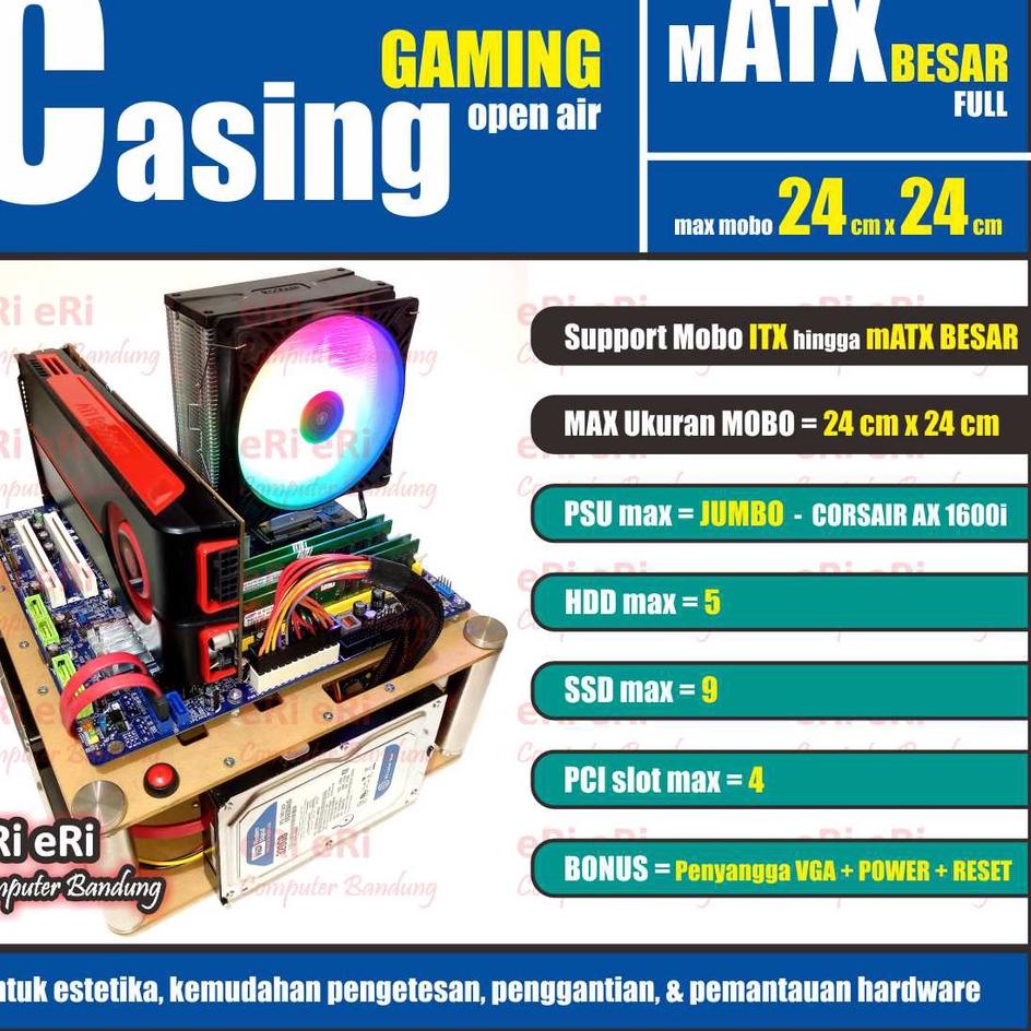 ReadystockCasing mATX BESAR, ITX / PC Komputer GAMING Akrilik Acrylic / BENCHTABE OPEN AIR❅