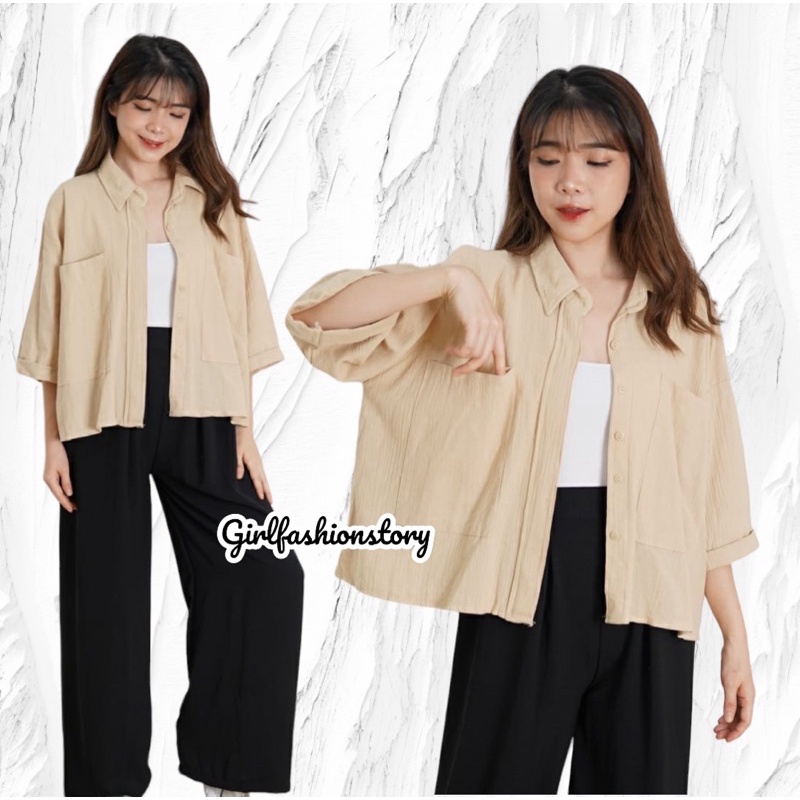 GFS MOSHIE LINEN CRINCLE OVERSIZE SHIRT