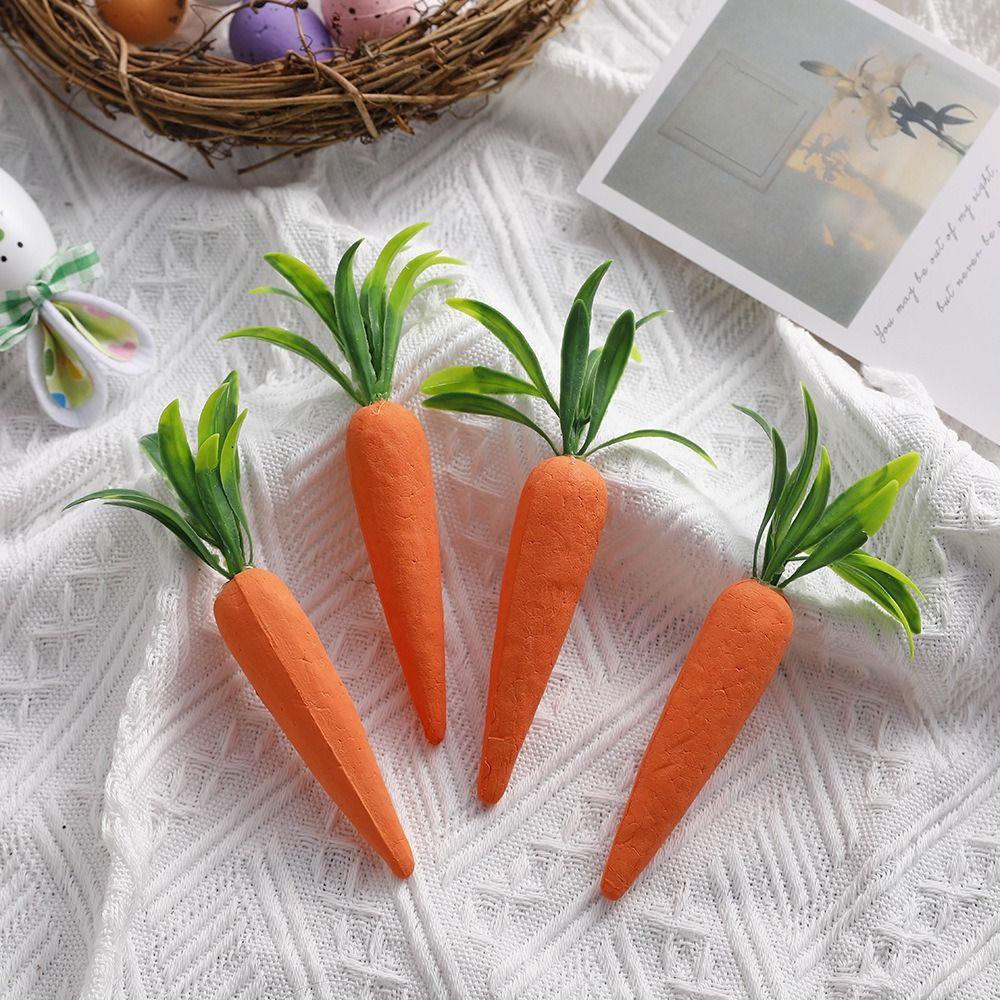 【 ELEGANT 】 Simulation Carrots Cute Durable 12pcs / set Environment-friendly No odor High-quality Easter Decoration Theme Party Toy Props Foam Crafts