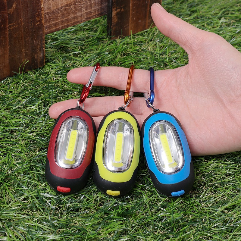 Portable Battery Powered Mini COB Keychain Light / 3 Modes Adjustable Night Illumination Working Lamp / Outdoor Easy Carrying Emergency Torch