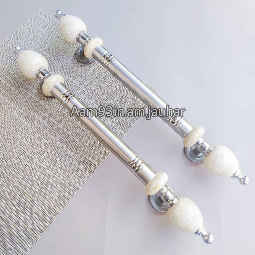 Handle Pintu Rumah 44 cm Tarikan Gagang Kunci Batu Marmer Stainles 1,3 kg kaki Stainles Tahan Pecah 
