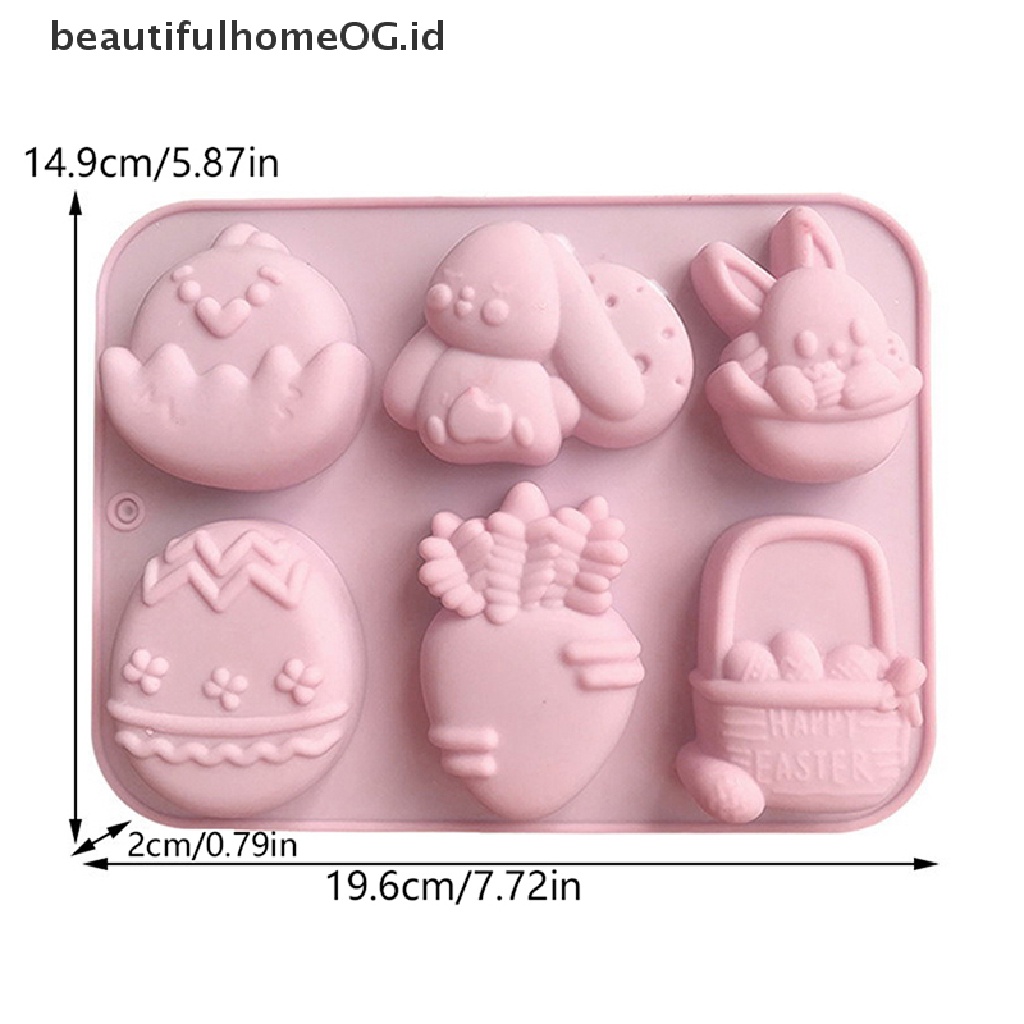 // Beautifulhomeog.id// Happy Easter Mold Bunny Telur Paskah Silicone Mold Cetakan Coklat Jelly Puding Dekorasi Kue Rumah Tangga Dapur Pesta Paskah **