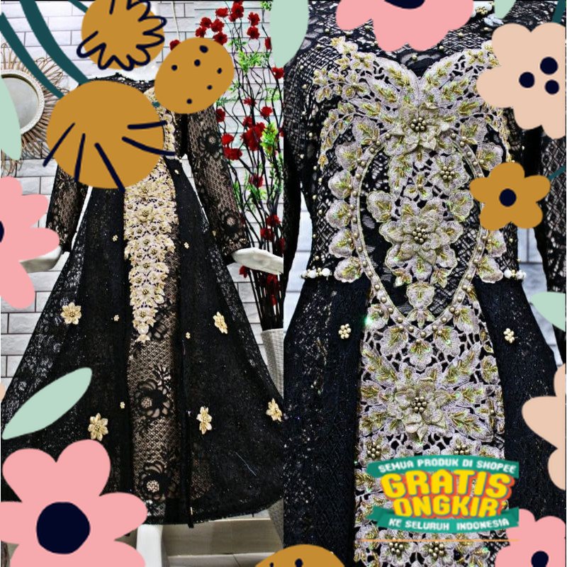 TERLARIS GAMIS BRUKAT BORDIR PAYET<GAMIS BROKAT JUMBO<GAMIS BROKAT PREMIUM <DRESS BROKAT ~KARMILA BY