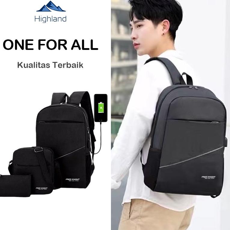 SALE Highland Tas Ransel Pria 1Get2 Tas Punggung Waterproof Tas Sekolah Tas Wanita Backpack IMPORT T