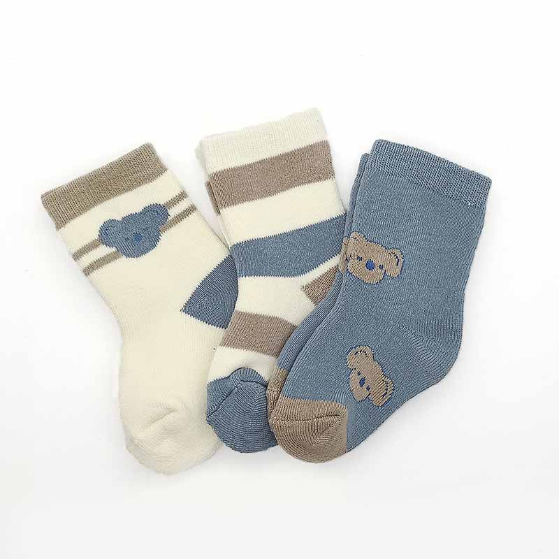 Kaos Kaki Bayi Anak Perempuan Laki-laki 1 Set 3Pcs Motif Kartun Bear Fashion Korea Import KAAX
