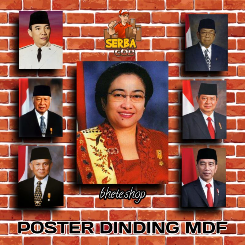 Hiasan Dinding Poster MDF / Dekorasi Dinding PRESIDEN INDONESIA 1-7