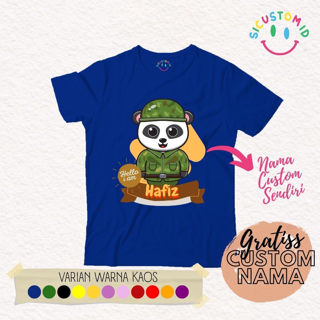 TERLARIS BAJU KAOS ANAK TANGAN PENDEK TENTARA/ARMY GRATIS CUSTOM NAMA / TULISAN KARTUN PROFESI / PEKERJAAN