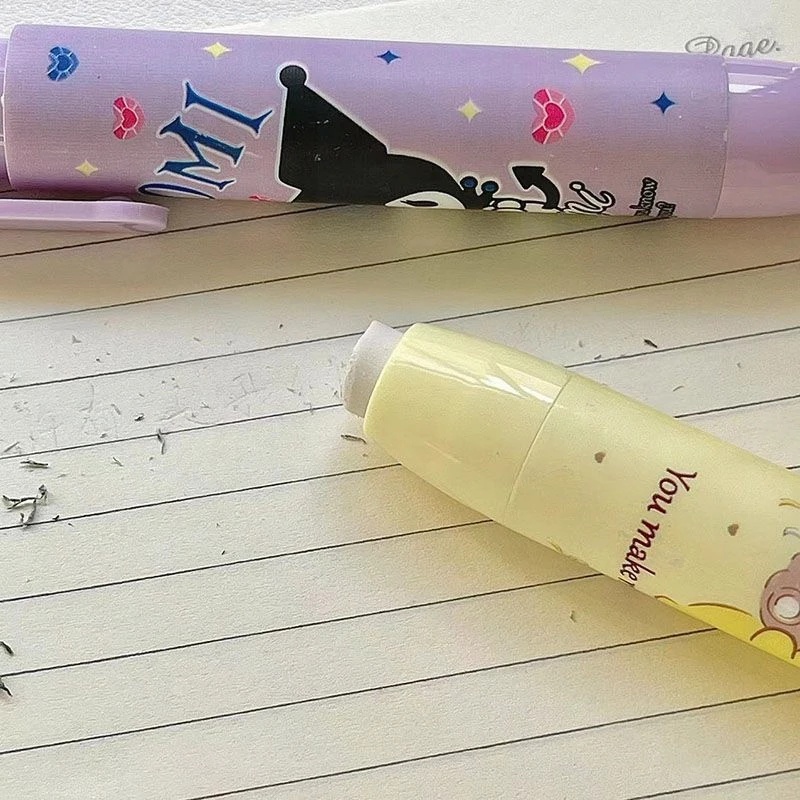 10.5cm Mymelody Kuromi Stationery Menyajikan Alat Kantor Sekolah Penghapus Kreatif Sanrio Menekan Penghapus Kartun Lucu Penghapus