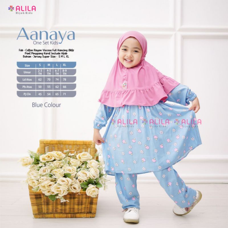 AANAYA ONE SET KIDS ORI BY ALILA SUDAH INCLUDE HIJAB