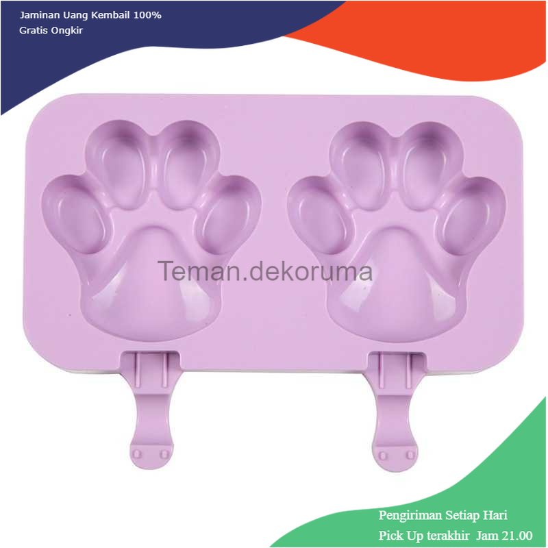 TD - DPR SJ Cetakan Es Krim 2 Hole Silicone Mold Dessert Dog Paw with 50 Sticks - JSC84