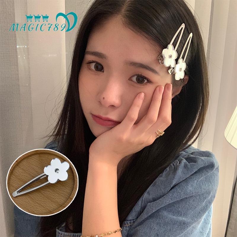 Magic789 Sweet Mirror Surface Flower Hair Clip Untuk Wanita Perempuan Gaya Blossom Jepit Rambut Temperamen Bobby Pin Aksesoris Rambut Kreatif