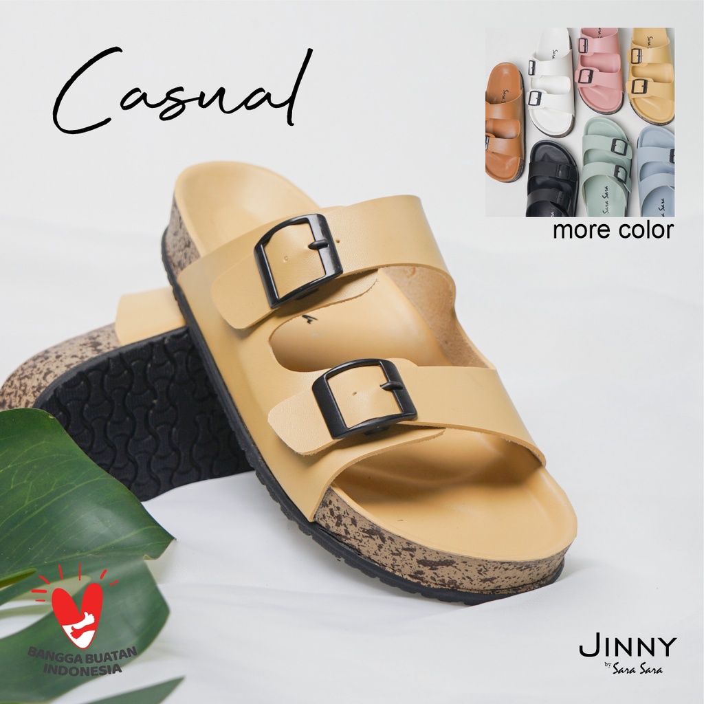 Sara sara JINNY sandal wanita casual sendal slop puyuh kekinian model birken ban dua viral