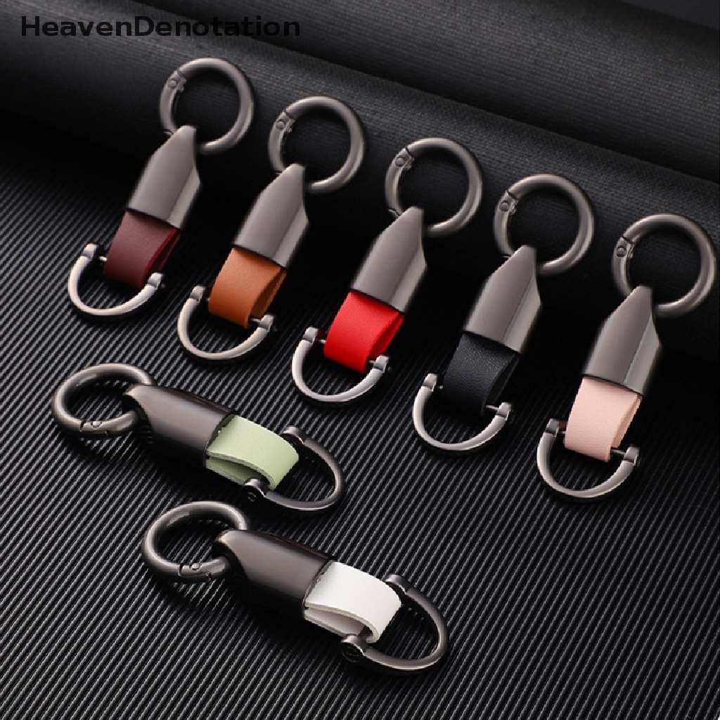 [HeavenDenotation] Fashion Retro Tali Sapi Kulit Gantungan Kunci Mobil Pasangan Gantungan Kunci Kepribadian Zinc Alloy Keychain Waist Hanging Key Ring Holder HDV